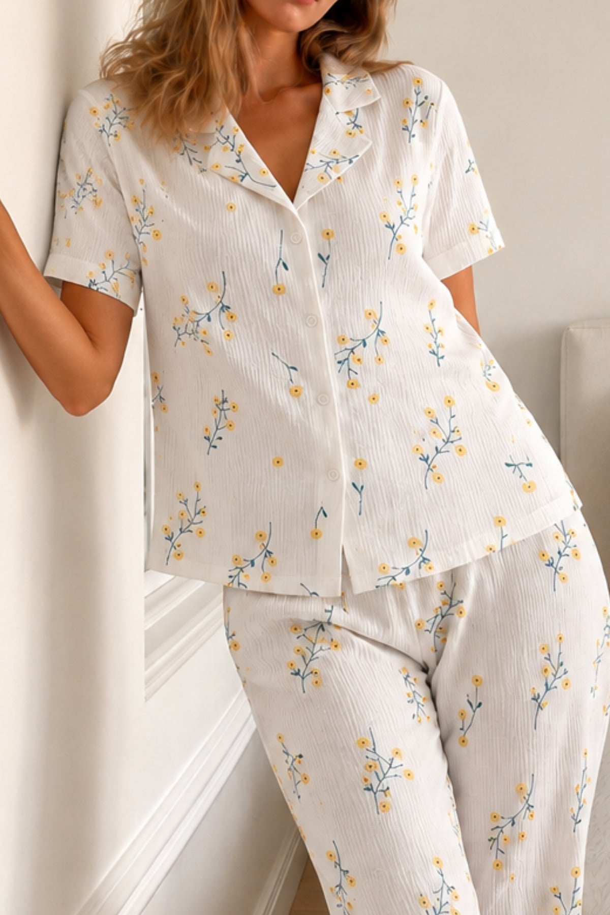 Kadın Loose Kalıp Pamuklu Pijama Takımı