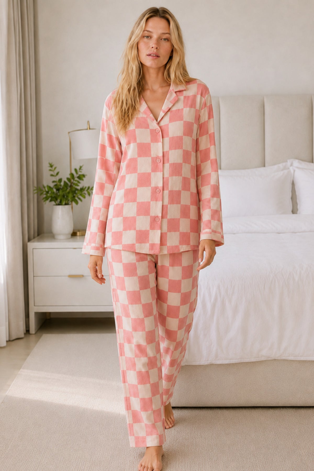 Kadın Casual Esnek Bol Pijama Takımı 4672