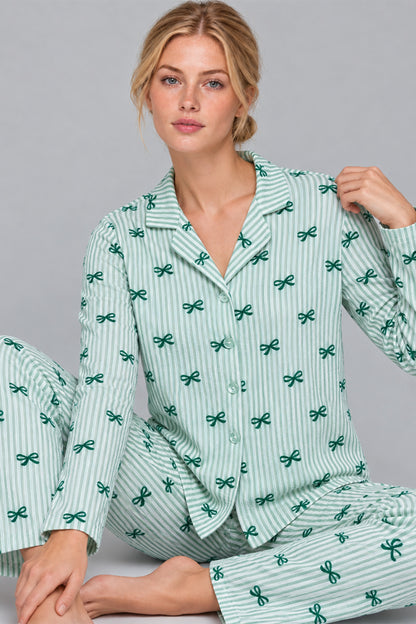 Kadın Kurdela Desenli Bol Renkli Pijama Takımı 4798