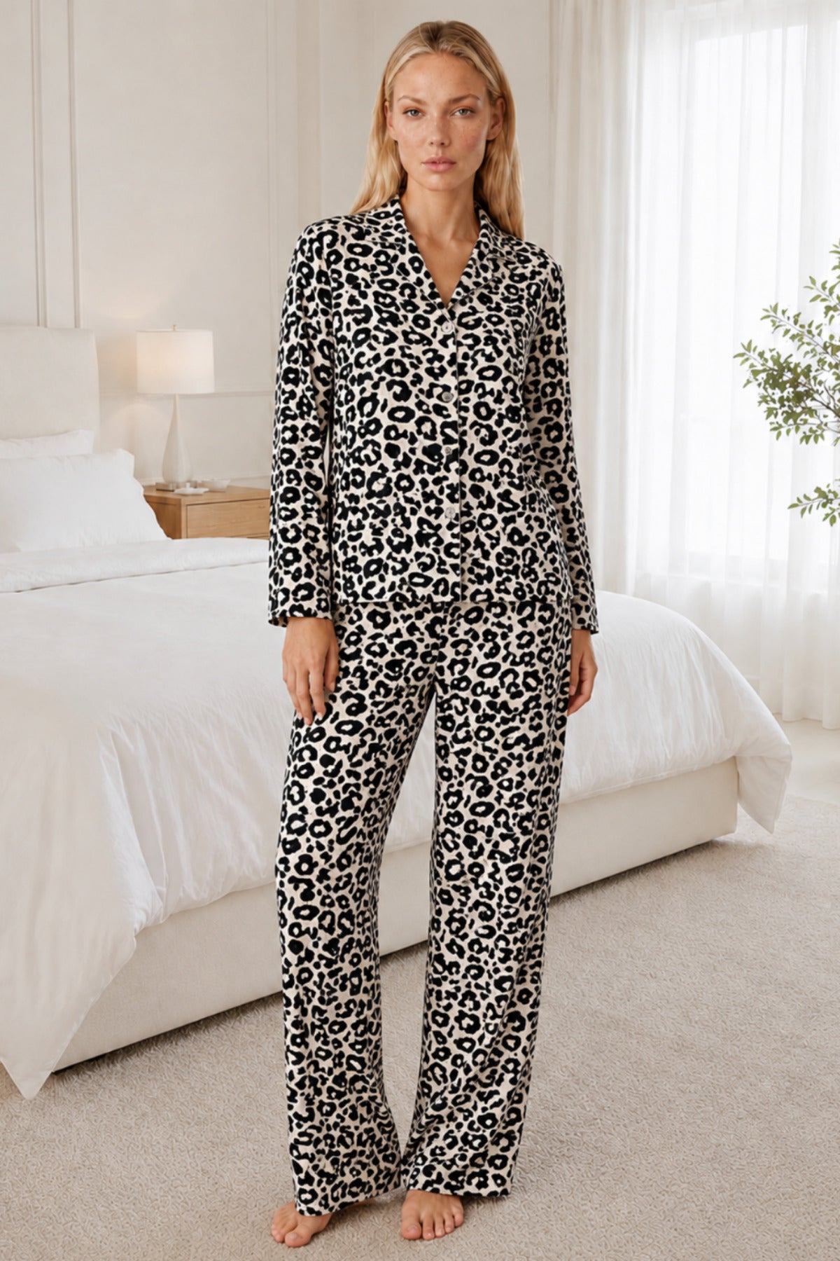 Kadın Desenli Relaxed Pijama Takımı 4661