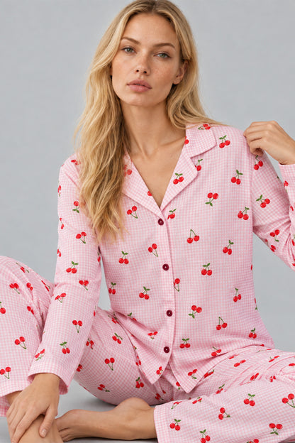 Kadın Kurdela Desenli Bol Renkli Pijama Takımı 4798