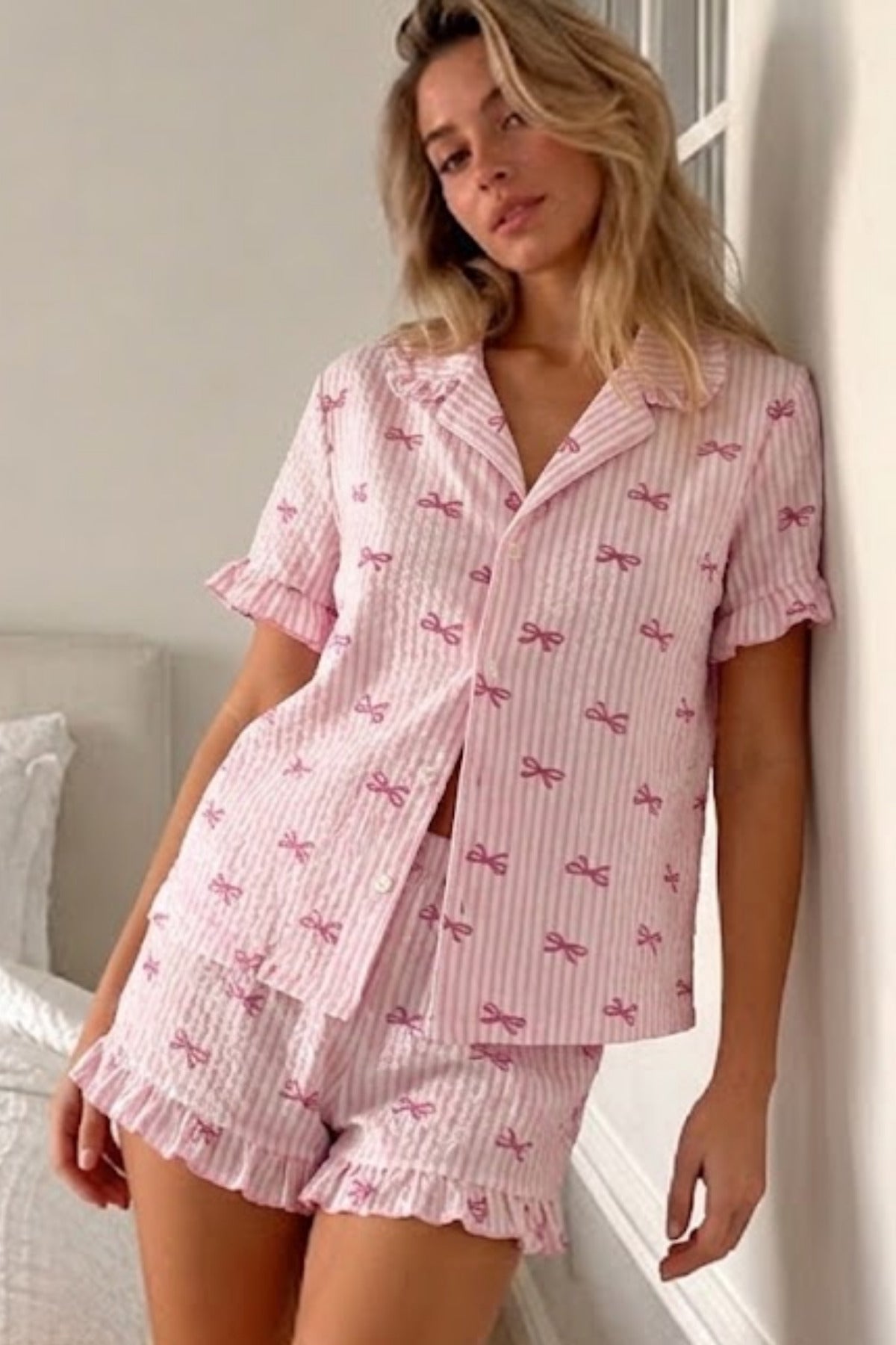 Kadın Viskon Kısa Kol Regular Pijama Takımı