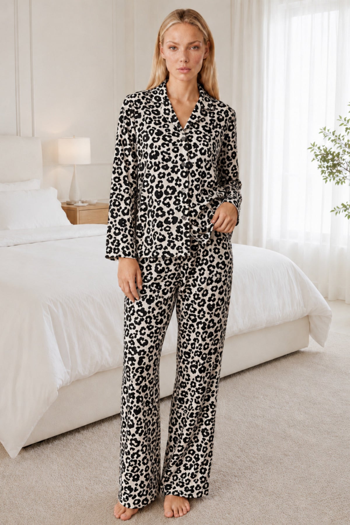 Kadın Desenli Relaxed Pijama Takımı 4661