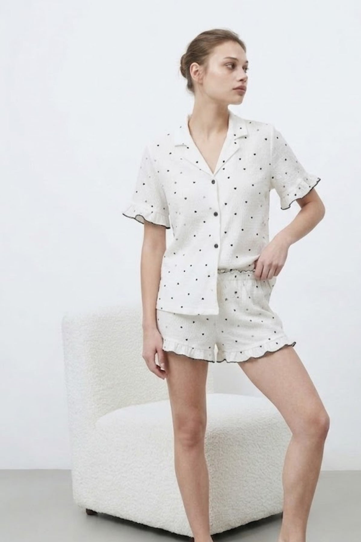 Kadın Premium Fırfırlı Pijama Takımı