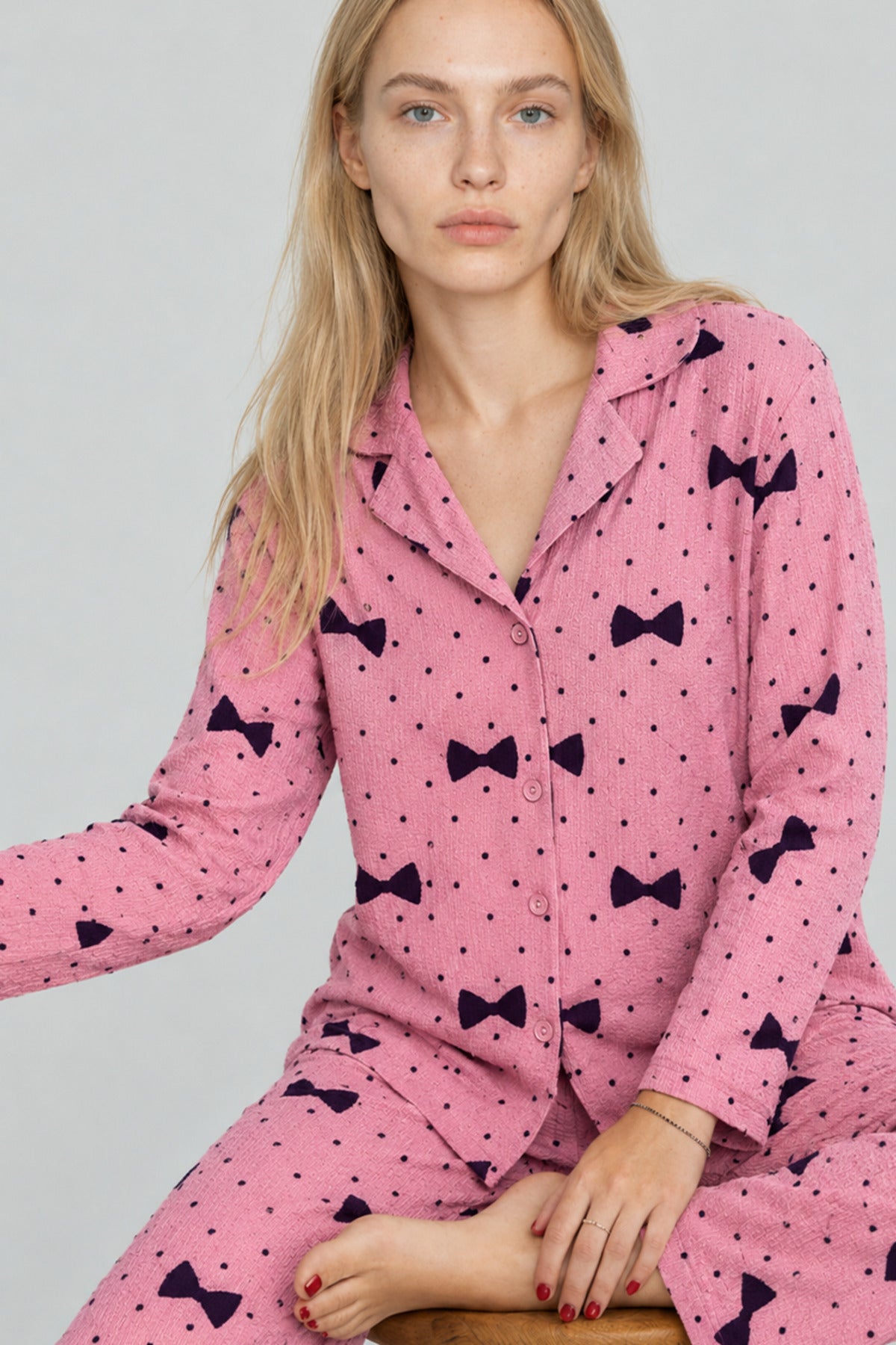 Kadın Uzun Kol Rahat Pijama Takımı 4761