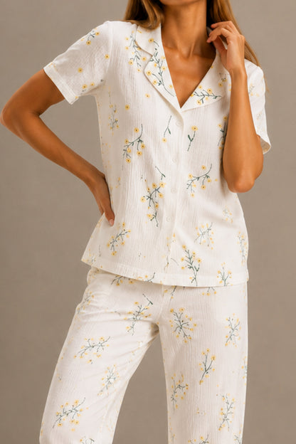 Kadın Kısa Kol Rahat Kalıp Şık Pijama Takımı