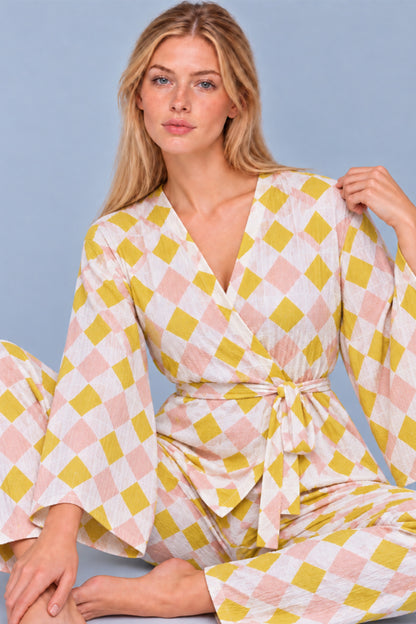 Kadın Kruvaze Kuşaklı İkili Pijama Takımı 4803
