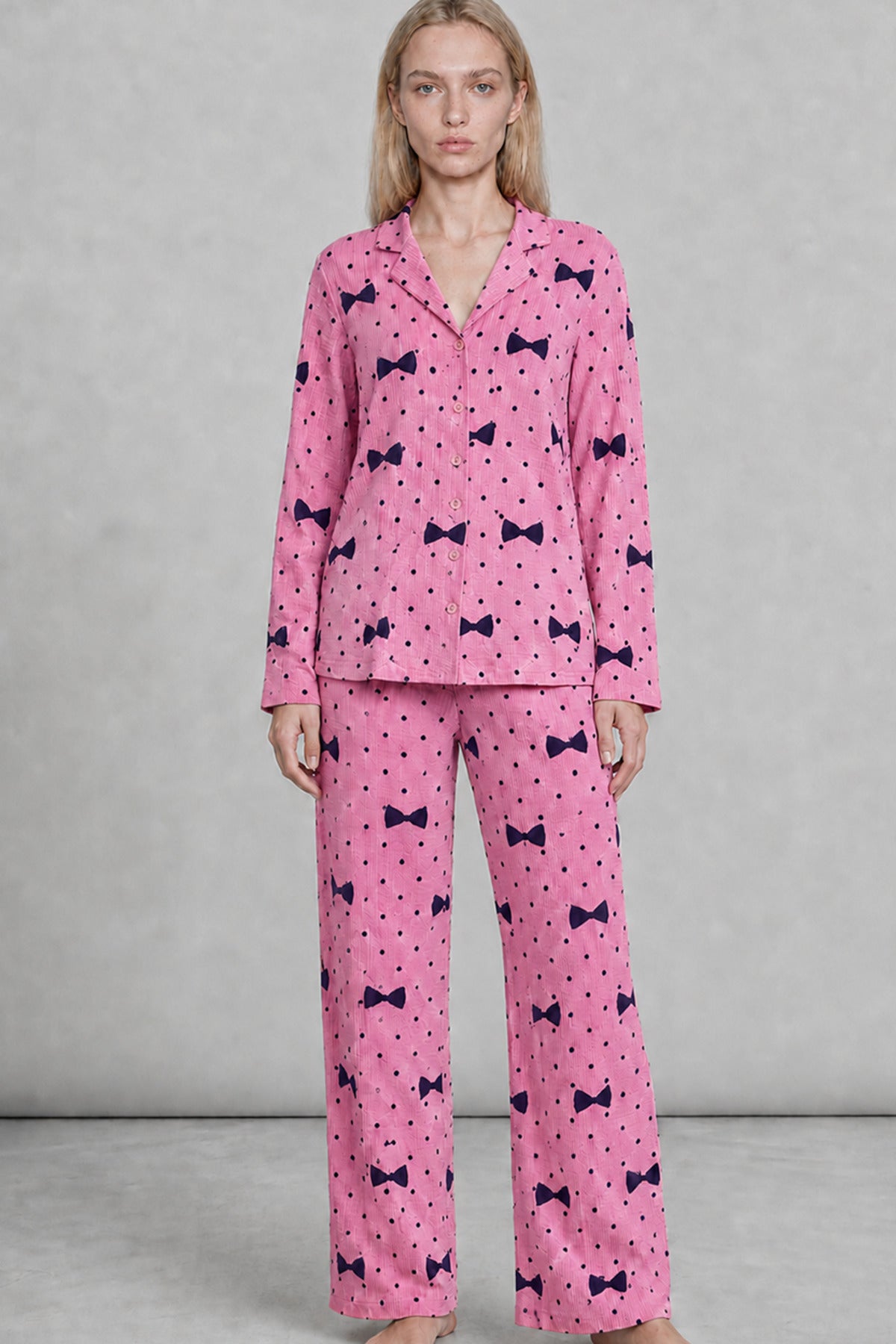 Kadın Uzun Kol Rahat Pijama Takımı 4761