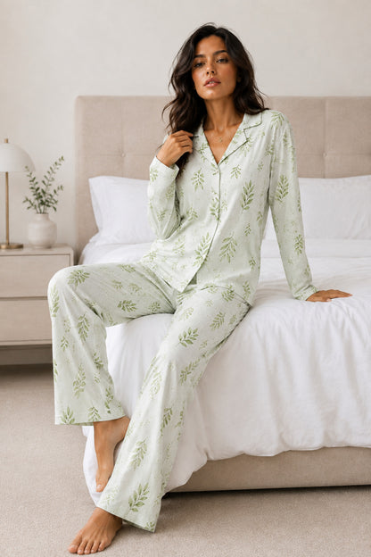 Kadın Uzun Kol Pamuklu Pijama Takımı