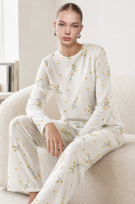Kadın Desenli Uzun Kollu Pijama Takımı 4722