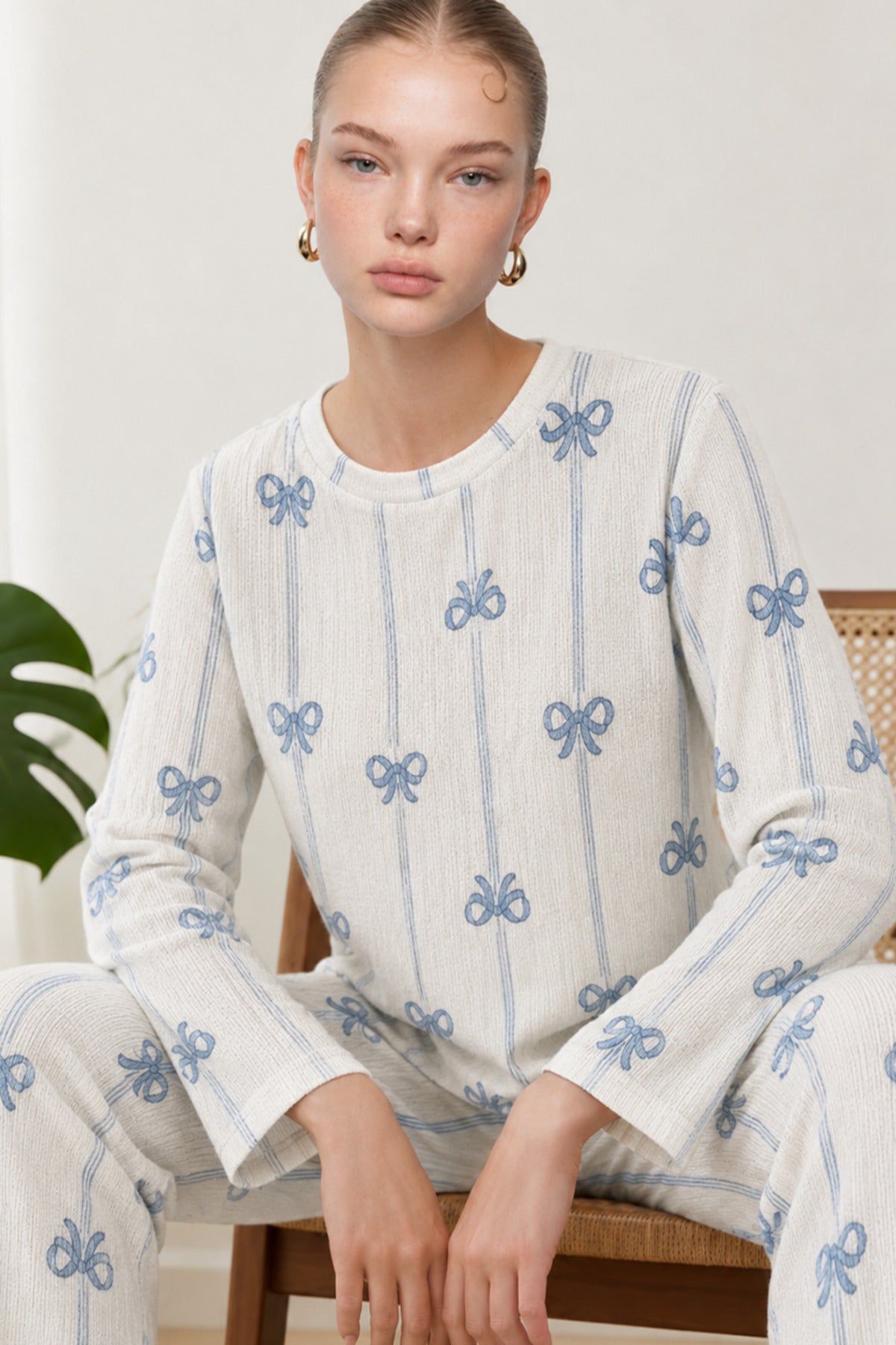 Kadın Desenli Nefes Alan Pijama Takımı 4694