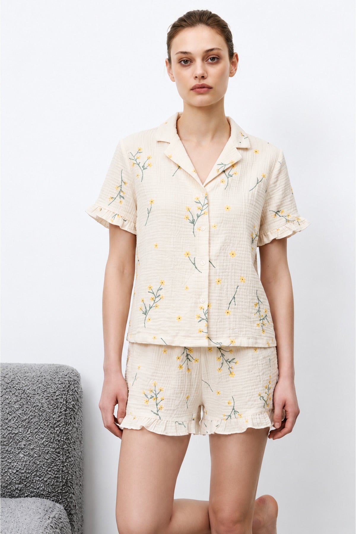Kadın Premium Fırfırlı Pijama Takımı