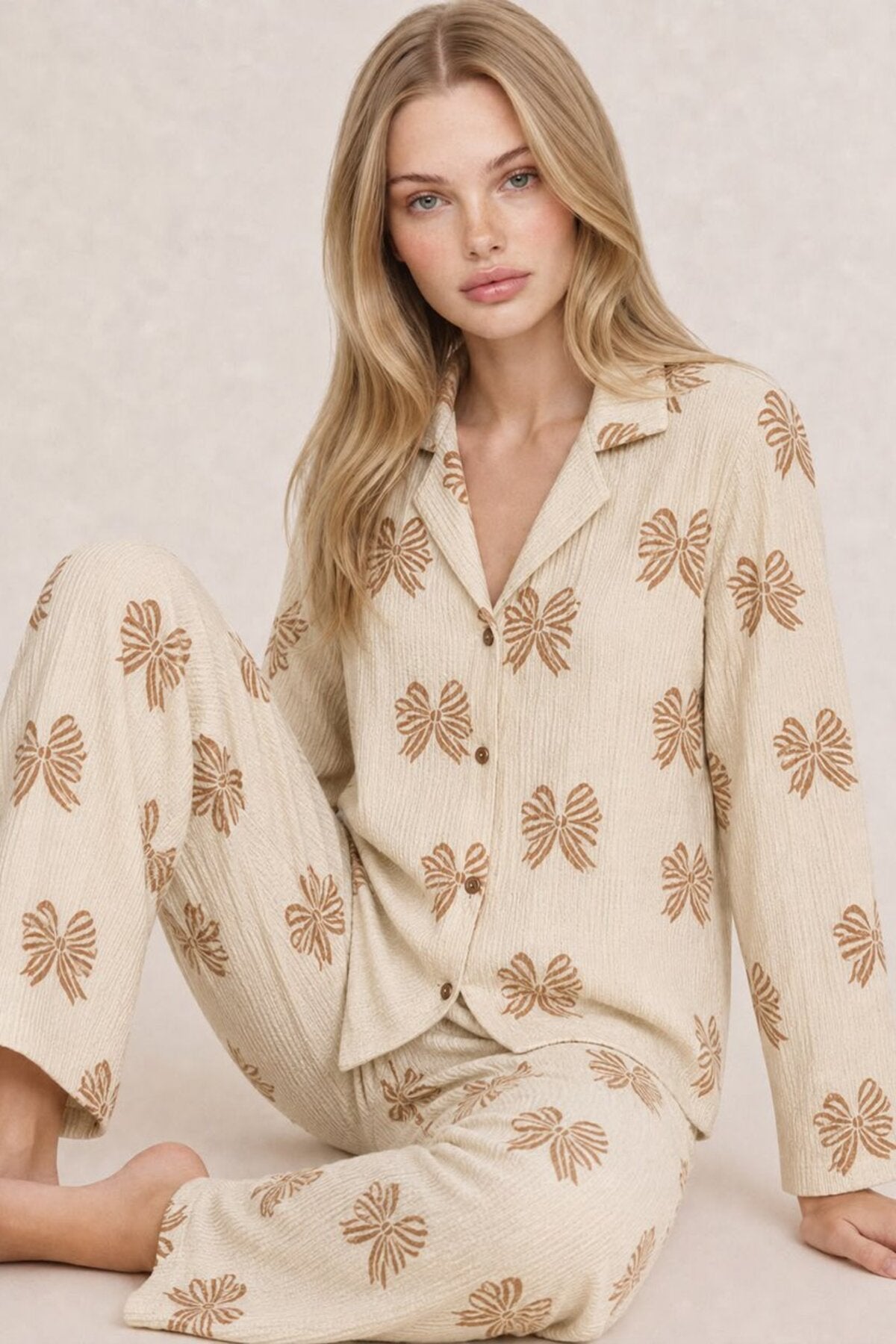 Kadın Uzun Kol Rahat Pijama Takımı 4761