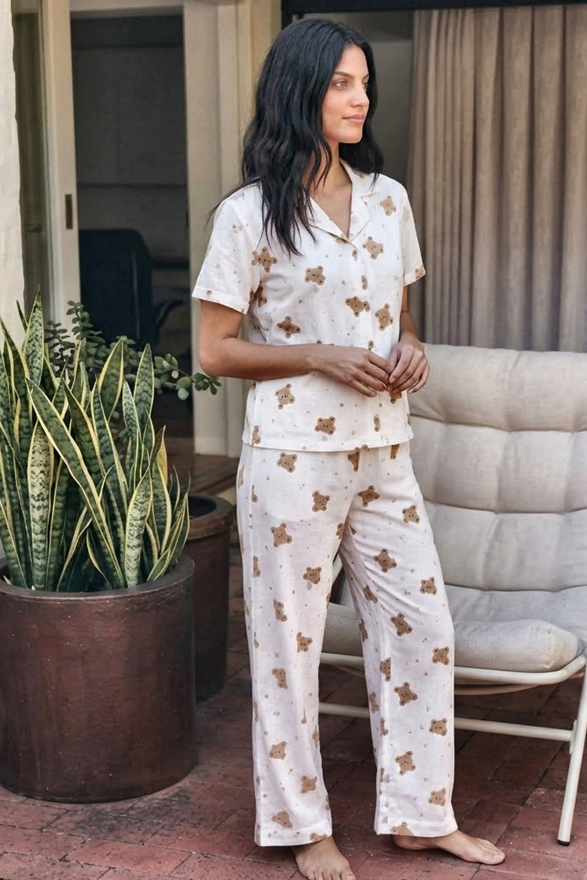 Viskon Karışım Homewear Pijama Takımı