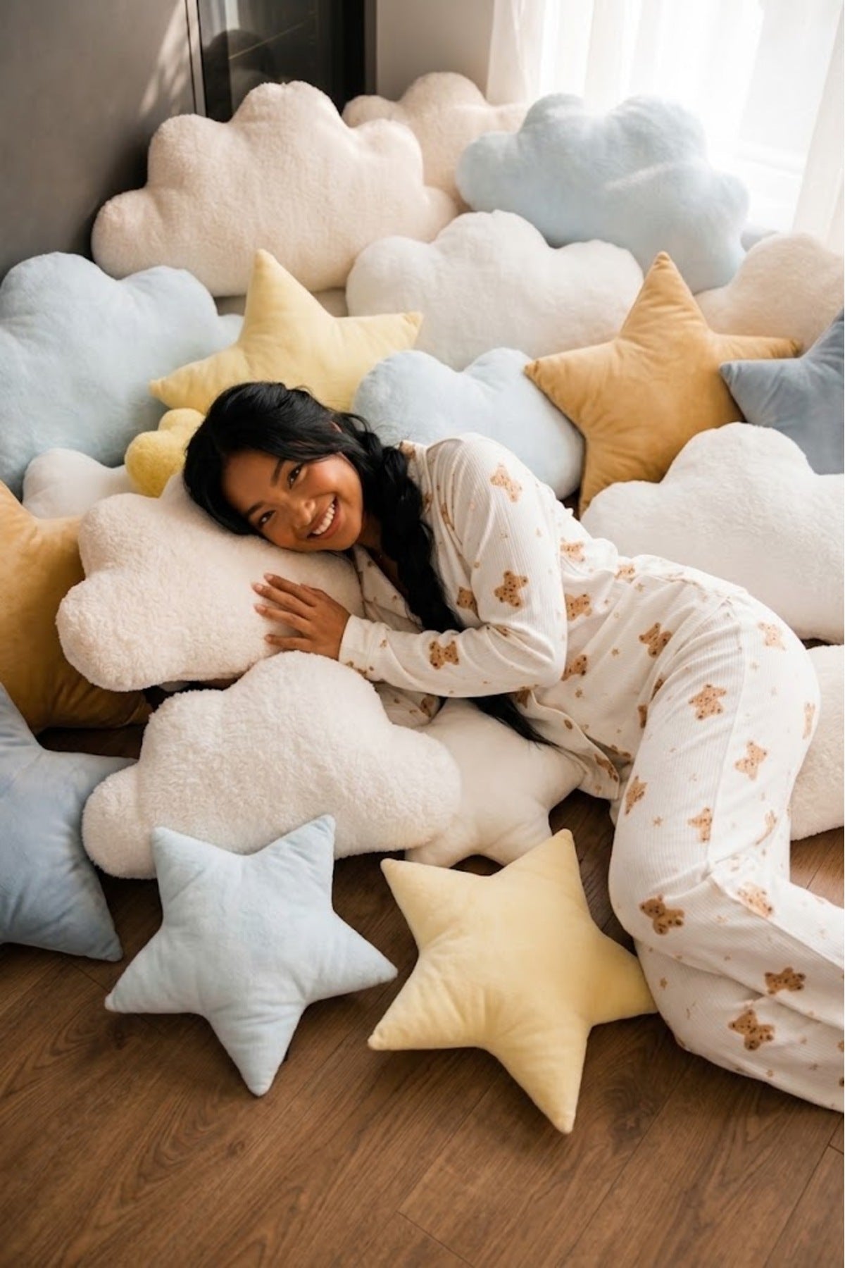 Kadın Düğmeli Gömlek Yaka Ev Giyimi Pijama Takımı