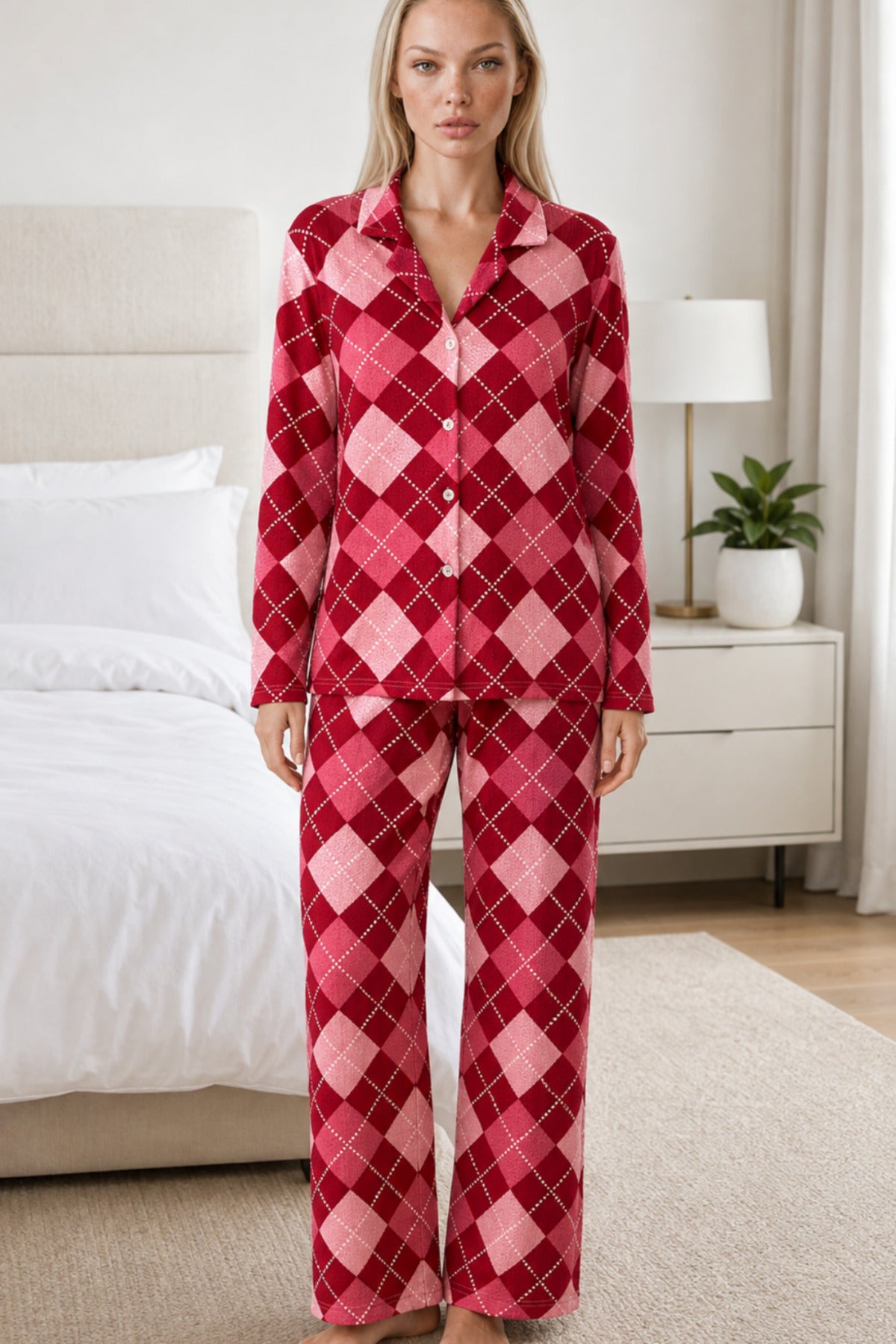 Kadın Casual Esnek Bol Pijama Takımı 4672
