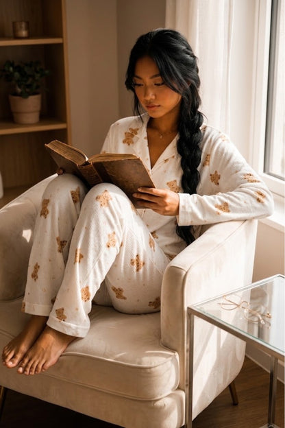 Kadın Düğmeli Gömlek Yaka Ev Giyimi Pijama Takımı