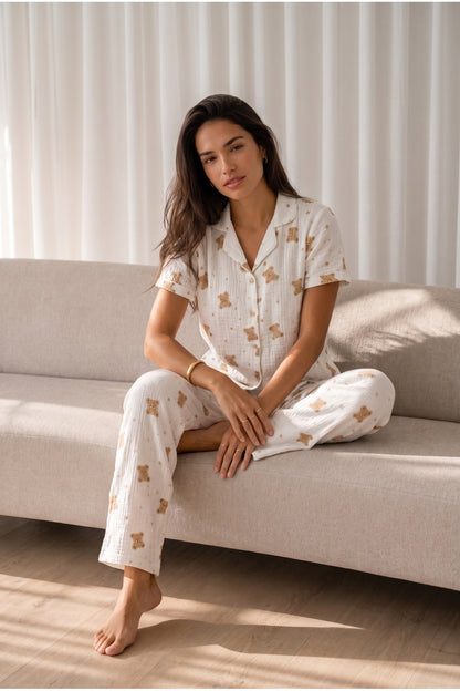 Kadın Loose Uzun Paça Pamuk Pijama Takımı