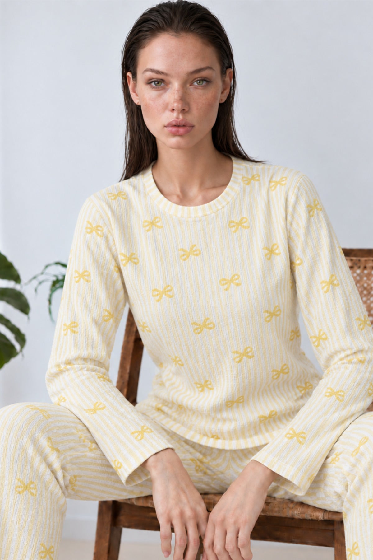 Kadın Kalpli Rahat Kalıp İkili Pijama Takımı 4768