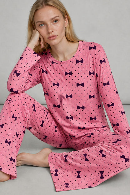 Kadın Desenli Nefes Alan Pijama Takımı 4694