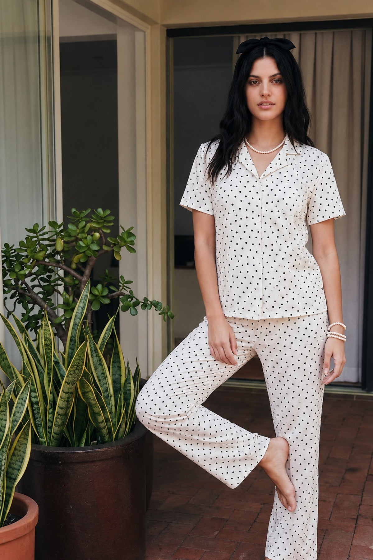 Viskon Karışım Homewear Pijama Takımı