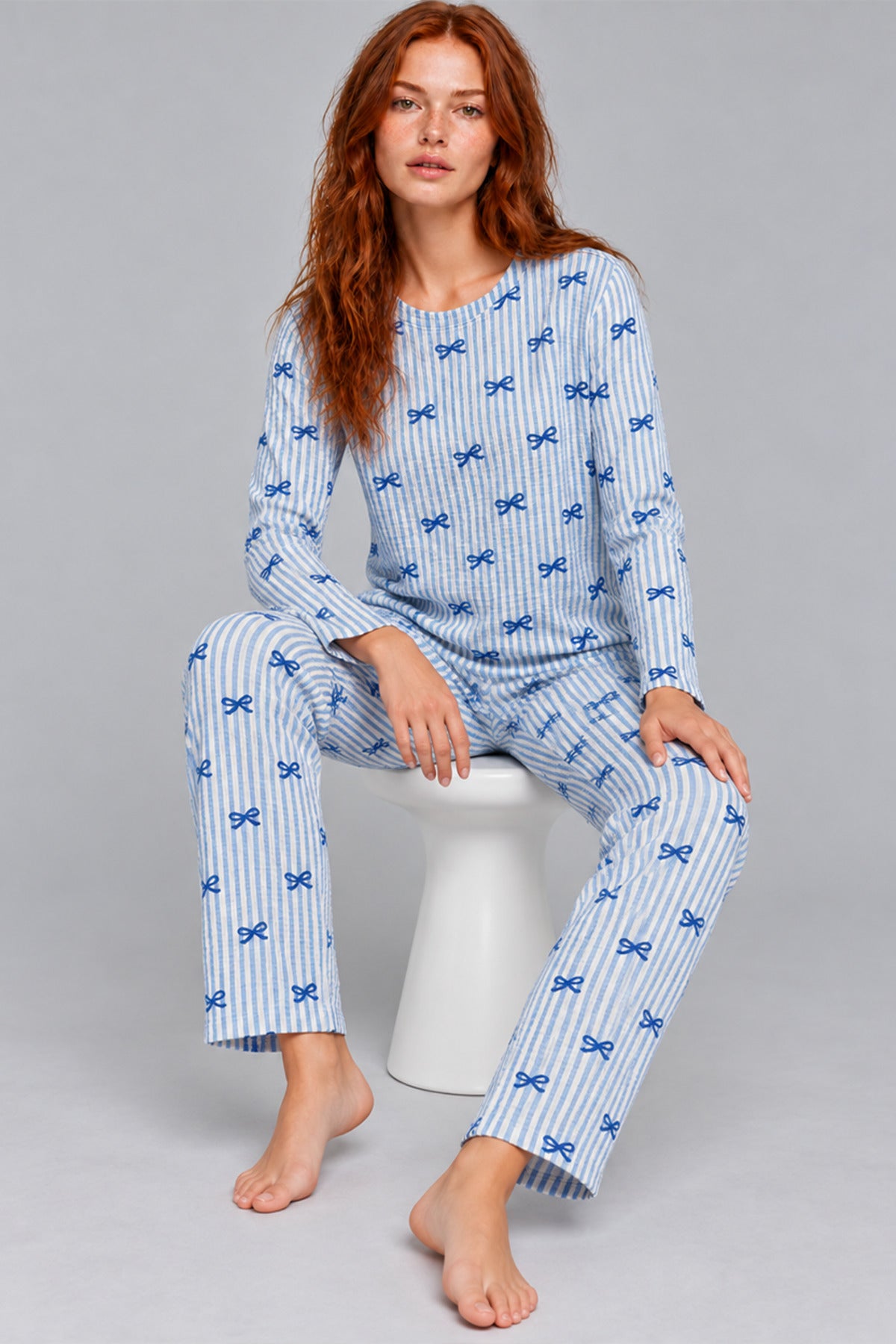 Kadın Kalpli Rahat Kalıp İkili Pijama Takımı 4768