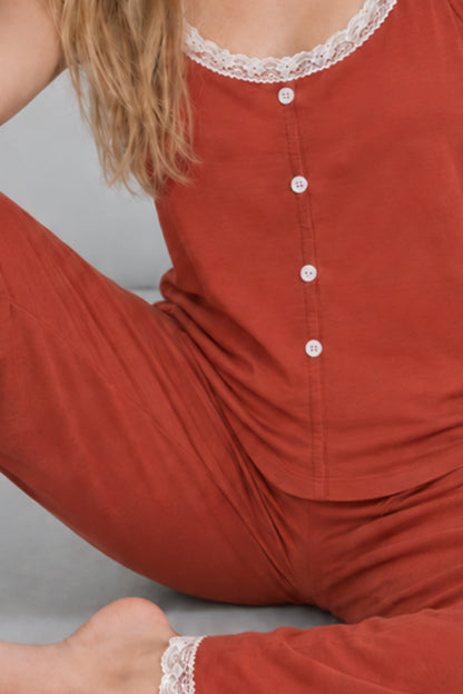 Kadın Dantelli V Yaka Pijama Takımı 4744