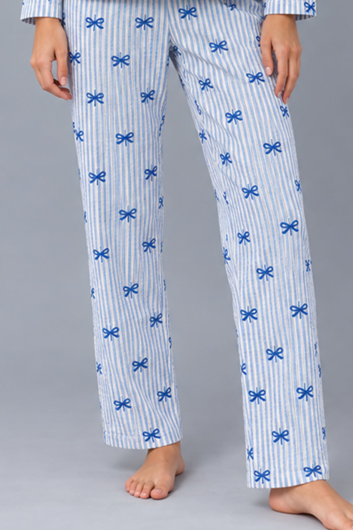 Kadın Gömlek Yaka Desenli Pijama Takımı 4816