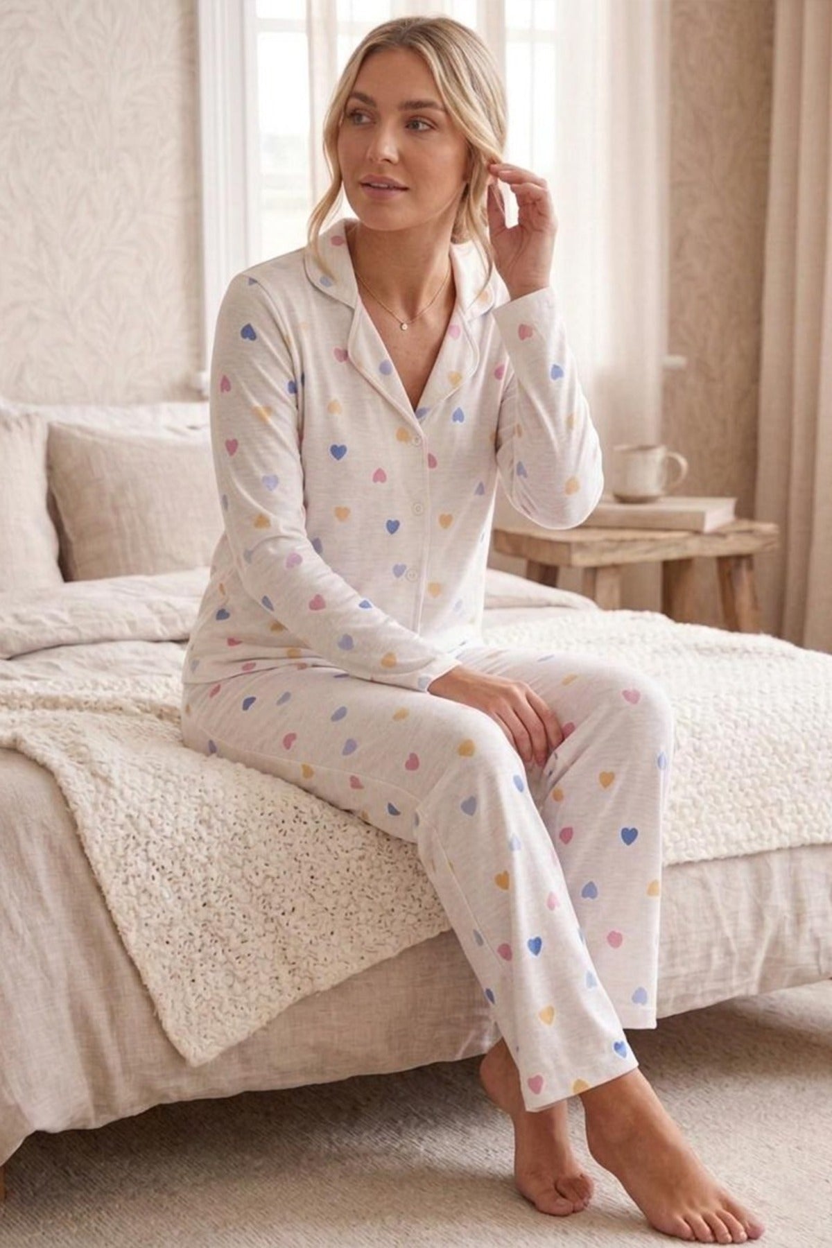 Baston Şeker Desenli Uzun Kollu Pijama Takımı 4601 -