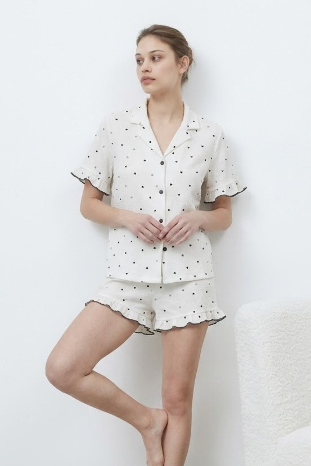 Kadın Premium Fırfırlı Pijama Takımı