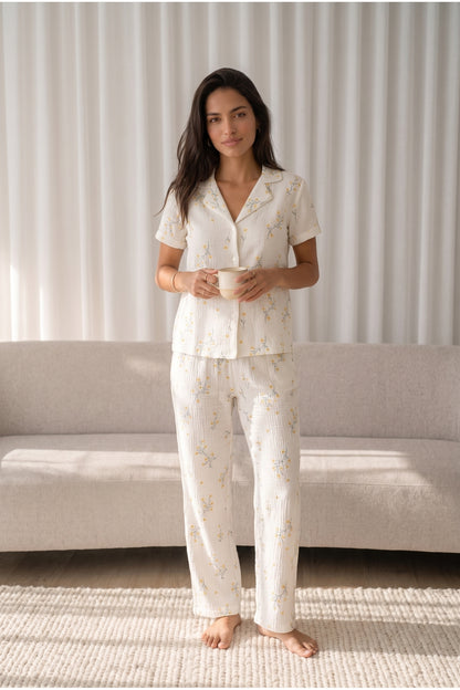 Kadın Loose Uzun Paça Pamuk Pijama Takımı