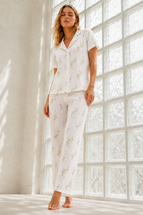 Kadın Genç Loose İpliği Boyalı Pijama Takımı