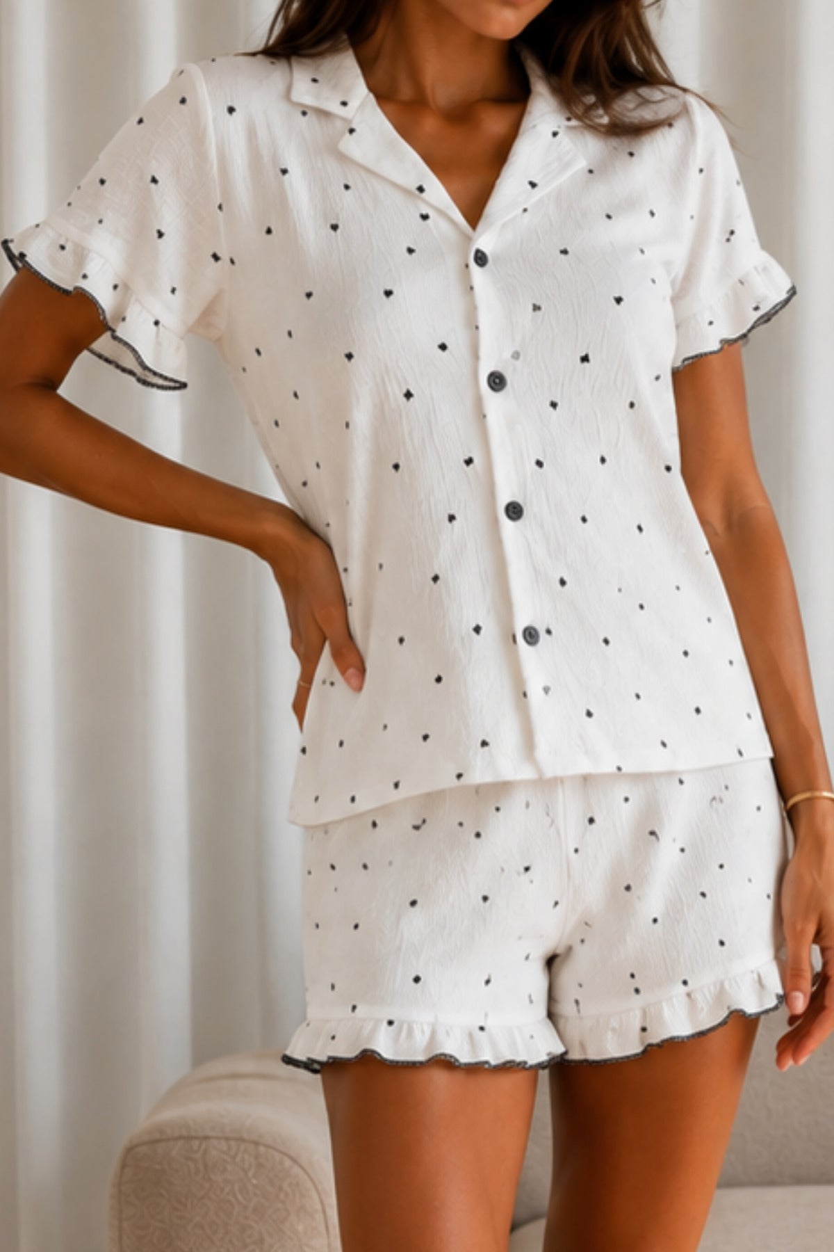 Kadın Düz Pamuk Homewear Pijama Takımı
