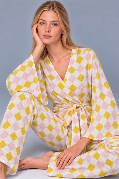 Kadın Kruvaze Kuşaklı İkili Pijama Takımı 4803