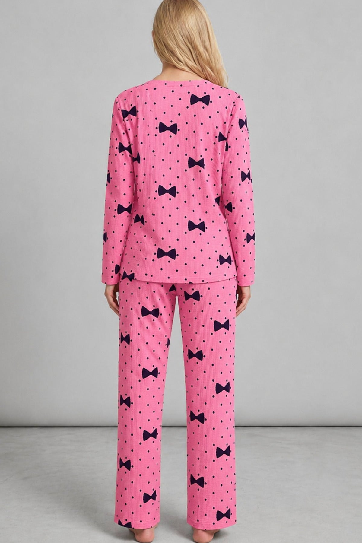 Kadın Desenli Nefes Alan Pijama Takımı 4694