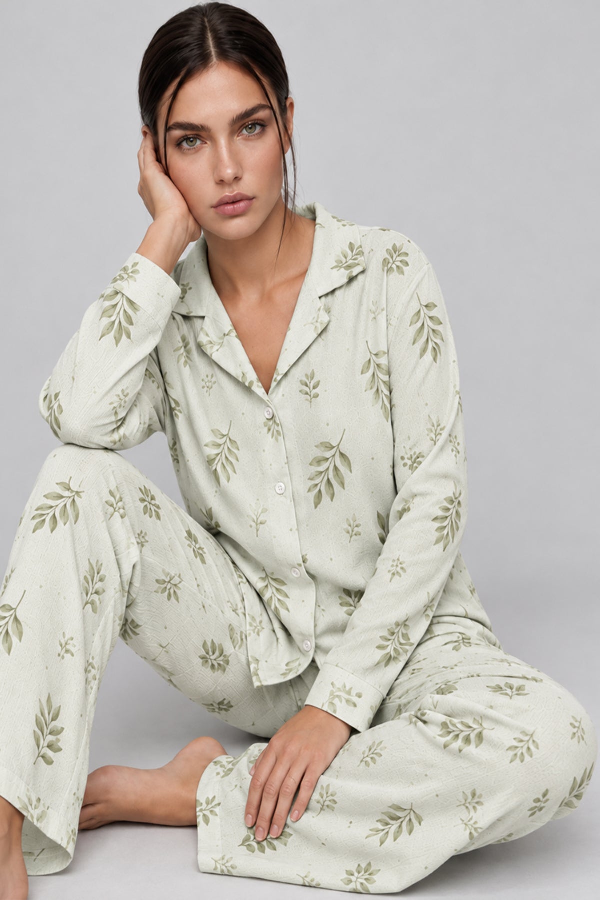 Kadın Uzun Kol Rahat Pijama Takımı 4761
