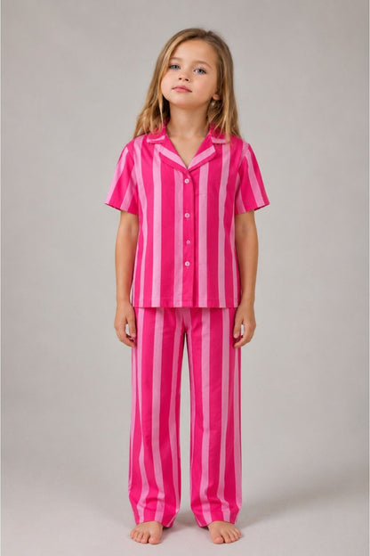 Kız Çocuk Çizgili Gecelik Pijama Takımı
