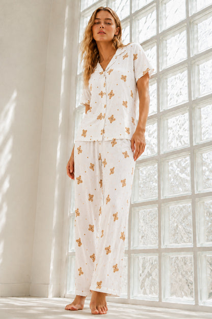 Kadın Genç Loose İpliği Boyalı Pijama Takımı