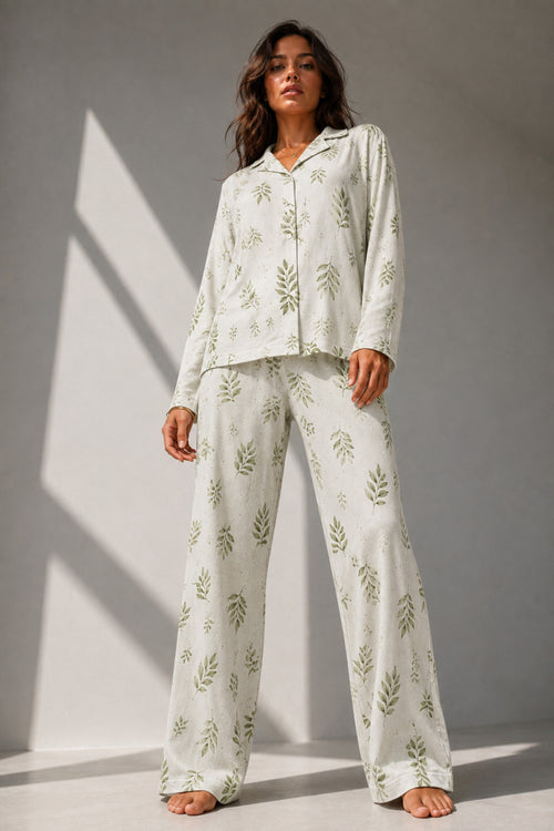 Kadın Uzun Kol Pamuklu Pijama Takımı