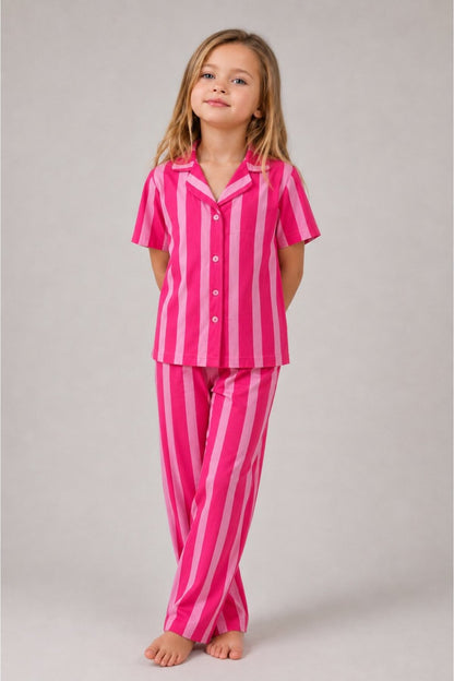 Kız Çocuk Çizgili Gecelik Pijama Takımı