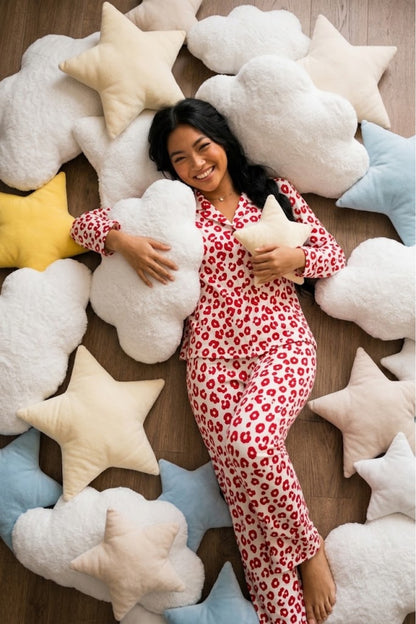 Kadın Düğmeli Gömlek Yaka Ev Giyimi Pijama Takımı