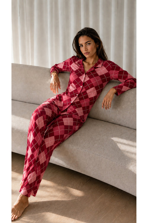 Kadın Desenli Basic Kış Pijama Takımı