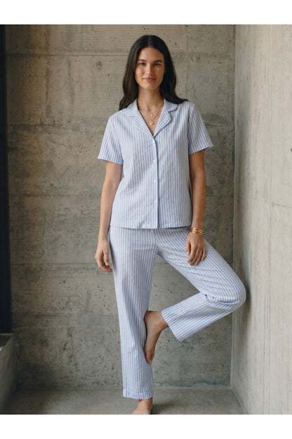 V Yaka Düğmeli Casual Pijama Takımı