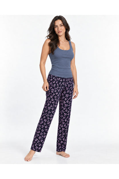 Kadın Çizgili Bluz Desenli Askılı Pijama Takımı