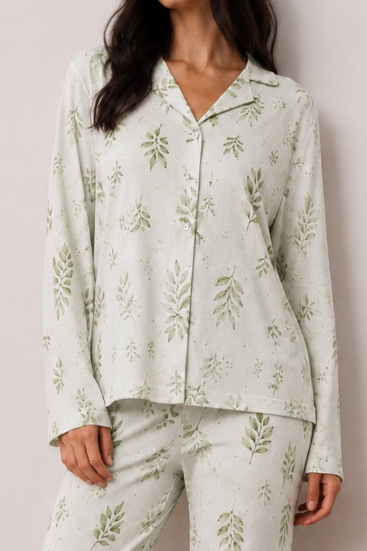 Kadın Düğmeli Kışlık Ev Pijama Takımı
