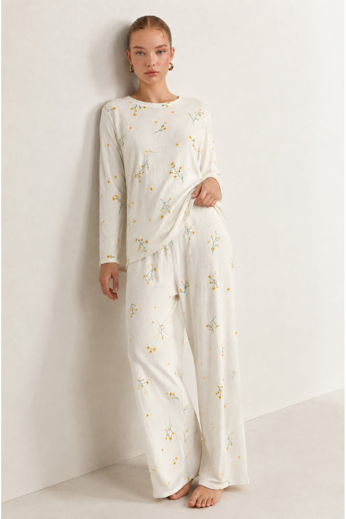 Kadın Desenli Uzun Kollu Pijama Takımı 4722