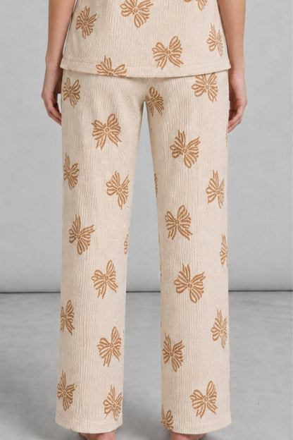 Kadın Kısa Kol Desenli Pijama Takımı 4729
