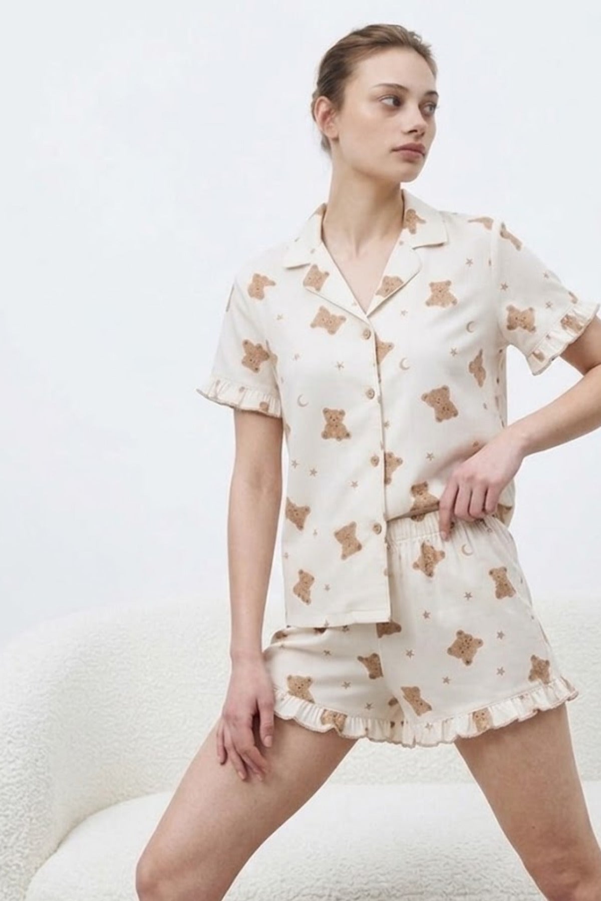 Kadın Premium Fırfırlı Pijama Takımı