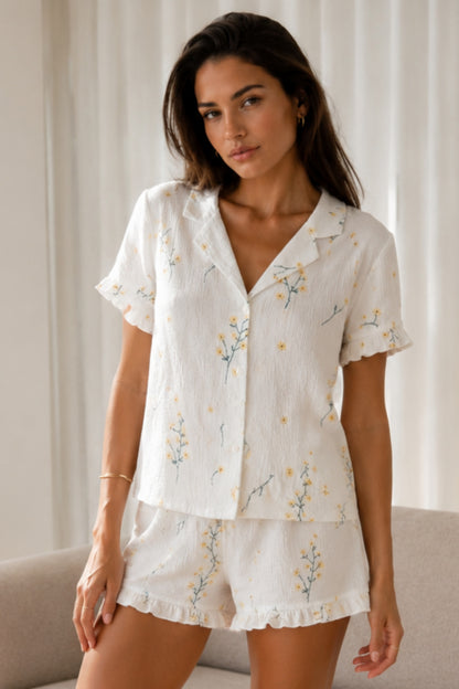 Kadın Düz Pamuk Homewear Pijama Takımı
