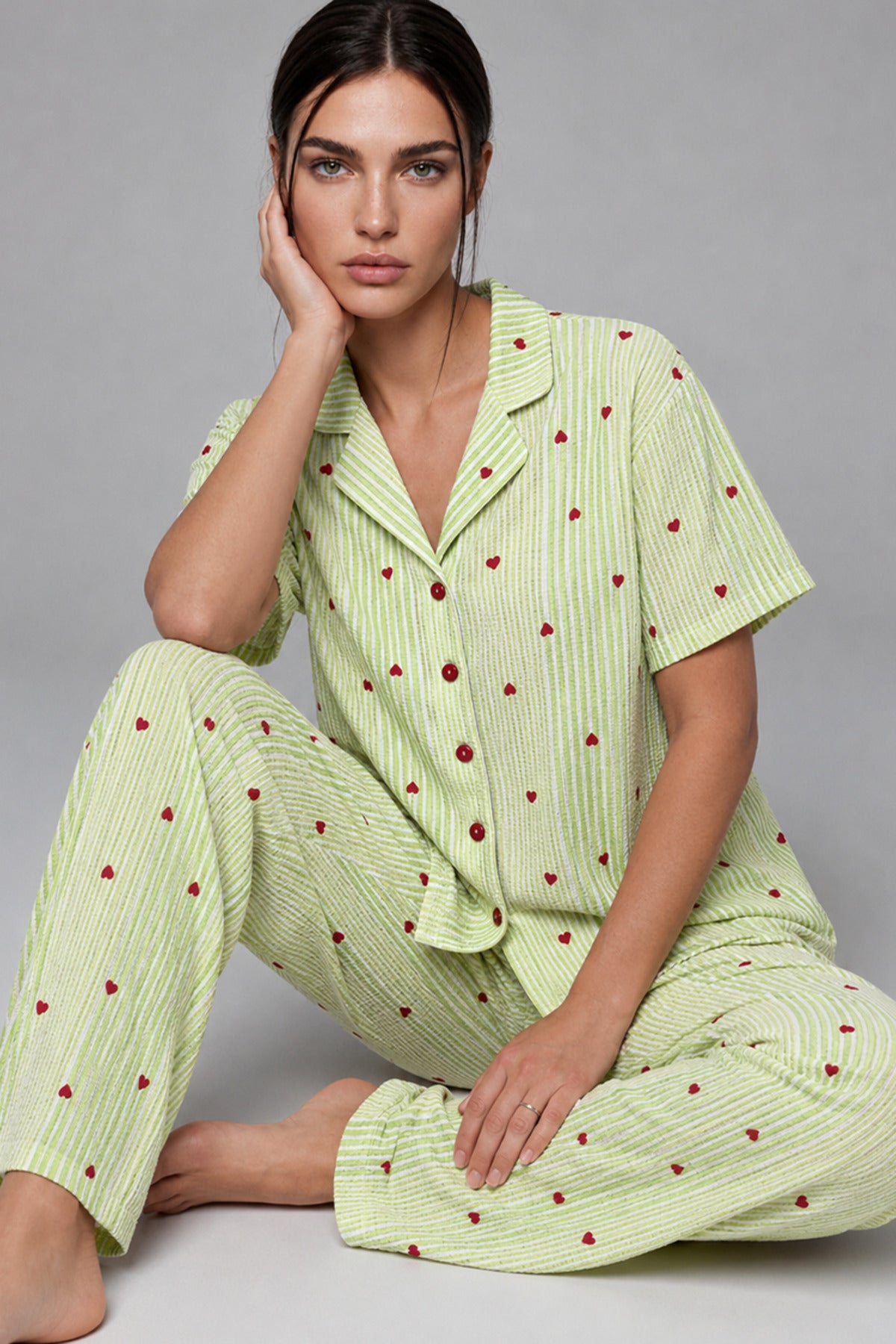 Kadın Kısa Kollu Rahat Pijama Takımı 4728